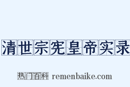 清世宗宪皇帝实录是什么意思的图片